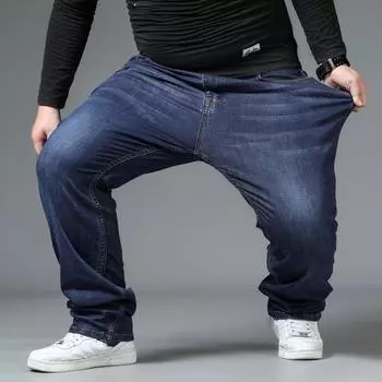 Модные мужские большие размеры, черные мешковатые джинсы 10XL, свободные брюки с высокой талией, для мужчин, синие повседневные джинсовые брюки большого размера 48