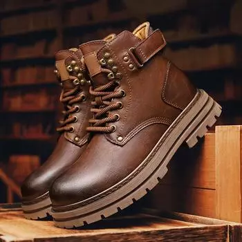 Модные мужские ботильоны ручной работы из натуральной кожи, роскошные 2024 года, толстая подошва, дизайнерские, новые, стильные, с круглым носком, на плоской подошве, деловые туфли 38