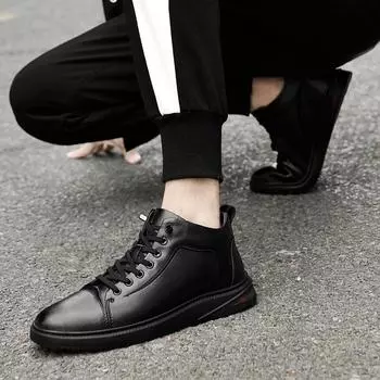 Модные мужские ботинки 2024 года, новые мужские кроссовки, классические высокие мужские удобные прогулочные туфли из натуральной кожи, теплые зимние ботинки для мужчин 37