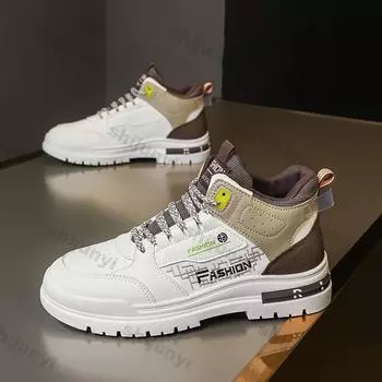 Модные мужские ботинки 2024 года, осень/зима, новые уличные спортивные ботинки на толстой подошве, высокие хлопковые нескользящие теплые зимние ботинки на толстой подошве 39 коричневый