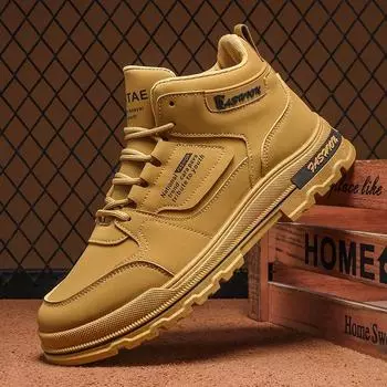 Модные мужские ботинки 2024 года, осенне-зимние высокие кожаные ботинки для активного отдыха, модные спортивные ботинки для бега с толстой подошвой, увеличивающие рост, ботильоны 39 хаки
