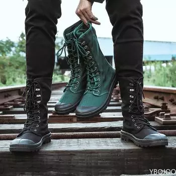 Модные мужские ботинки Anvas, весенняя мода, повседневная мужская обувь, мужские ботинки до середины голени, удобные мужские кроссовки на шнуровке 39 темно-зеленого