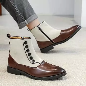 Модные мужские ботинки Chelsea, высокие туфли для вечернего выхода, деловые, формальные, ботильоны, осень, Bota Masculina, спилковая кожа, мужские, размер 46 38 чёрный