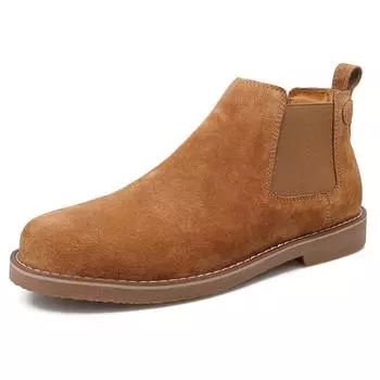 Модные мужские ботинки Челси большого размера, ботильоны из натуральной кожи для мужчин, зимние ботинки 38 бежевый