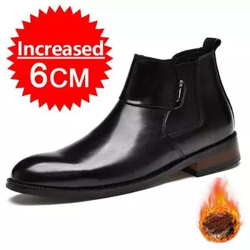 Модные мужские ботинки челси из натуральной кожи, свадебные туфли, новые формальные деловые ботильоны, мокасины, увеличивающие рост на 6 см 37