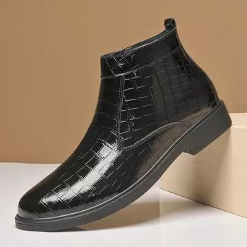 Модные мужские ботинки челси из натуральной кожи, новые теплые зимние ботинки с плюшевым мехом, мягкие ботильоны с боковой молнией, мужские формальные деловые туфли 38