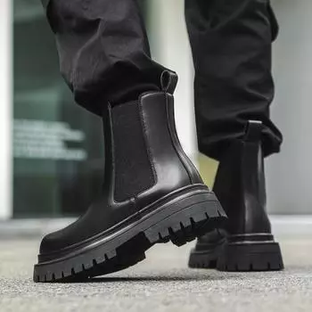 Модные мужские ботинки «Челси» Классические и универсальные стили дизайна Для активного отдыха на мотоцикле Для повседневного отдыха Для деловых вечеринок Для офиса Молодежная обувь Новинка 38 чёрный
