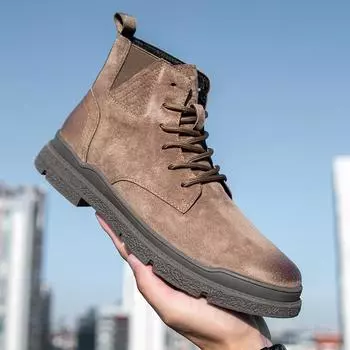 Модные мужские ботинки челси, классические замшевые кожаные деловые ботильоны, осенние зимние новые итальянские дизайнерские повседневные туфли для мужчин Botas 38 хаки