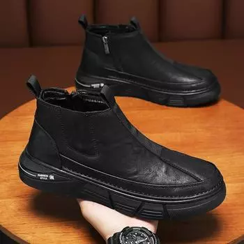 Модные мужские ботинки челси мужские деловые хлопковые ботинки повседневные кроссовки зимние ботинки кожаные нескользящие мужские ботинки для отдыха Bota Masculina 39 серый