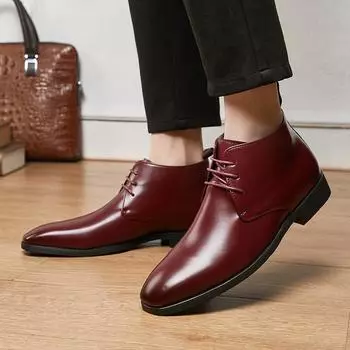 Модные мужские ботинки челси, новое поступление, мужская обувь, люксовый бренд, высокие клубные туфли на шнуровке, универсальные удобные мужские ботильоны 38 чёрный