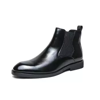Модные мужские ботинки челси в британском стиле с острым носком для свадьбы, высокие модные зимние мужские деловые кожаные короткие ботинки 38 коричневый