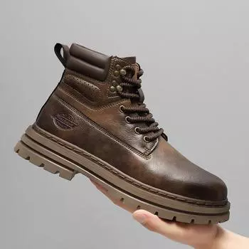 Модные мужские ботинки для ходьбы из натуральной кожи, мужская обувь, универсальные теплые зимние ботинки с толстой подошвой, новые мужские ботинки для мотокросса на открытом воздухе 39