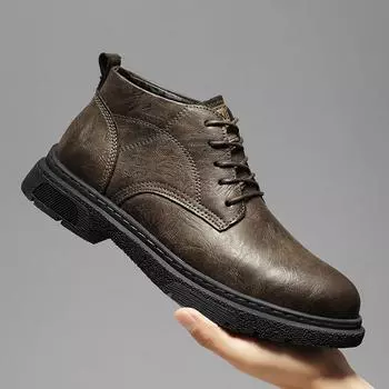 Модные мужские ботинки для ходьбы в классическом стиле, новое поступление, новые трендовые мужские ботильоны из натуральной кожи, мужские туфли-оксфорды на шнуровке для отдыха 38 чёрный