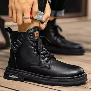 Модные мужские ботинки для отдыха на открытом воздухе из натуральной кожи, водонепроницаемые, на шнуровке, мужские осенне-зимние ботинки из коровьей кожи, рабочие ботинки для мужчин, нескользящие, с боковой молнией 39 коричневый