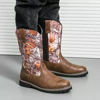 Модные мужские ботинки до середины голени, ретро-мода, ковбойские ботинки, повседневные кроссовки для отдыха, осенние кроссовки, новые туфли для верховой езды, мужские кроссовки, повседневные мужские ботинки 38 чёрный