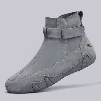 Модные мужские ботинки из микрофибры, весна-осень, ботильоны, модный дизайн, походная обувь для активного отдыха, повседневные мужские ботинки для походов ручной работы 38 серый