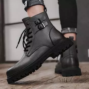 Модные мужские ботинки из натуральной кожи, модный дизайнерский стиль, повседневная обувь для офиса, для прогулок, мотоциклов, мужская обувь для осени и зимы 38 серый