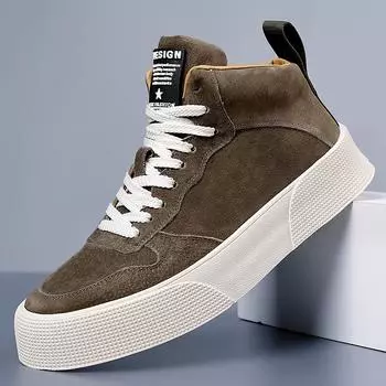 Модные мужские ботинки из натуральной кожи, молодежные ботильоны на платформе для подростков, короткие, на шнуровке, модная повседневная обувь, универсальная мужская обувь из вулканизированной стали 38 коричневый