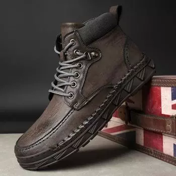 Модные мужские ботинки из натуральной кожи, зимние плюшевые ботинки для ходьбы по снегу, модные брендовые мужские низкие кроссовки, мужская обувь, высококачественные ботинки для активного отдыха 38