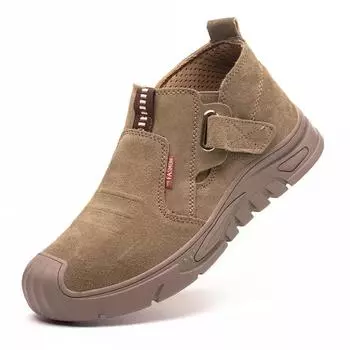 Модные мужские ботинки из натуральной кожи со стальным носком, защитные рабочие резиновые кроссовки для мужчин, теннисные туфли 38 серый