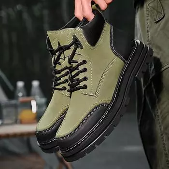 Модные мужские ботинки из натуральной кожи, классические нескользящие ботинки по щиколотку, повседневная обувь 39 серый