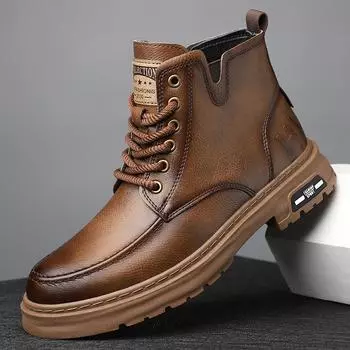 Модные мужские ботинки класса люкс, кожаные классические уличные туфли для мужчин, универсальные повседневные ботильоны, новое поступление, мужские кроссовки на шнуровке 38 чёрный