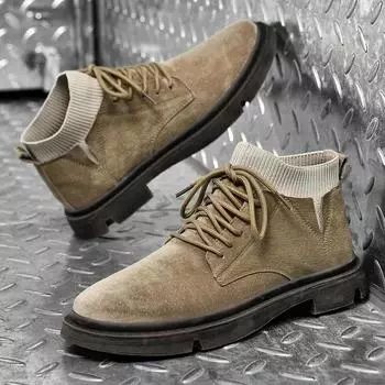 Модные мужские ботинки класса люкс, модные ботинки из натуральной кожи с высоким берцем и круглым носком, легкие и удобные повседневные ботинки для отдыха на открытом воздухе 38 верблюд