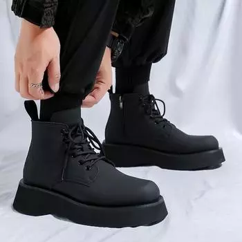 Модные мужские ботинки Martin, повседневные, высокие, на толстой подошве, кожаные туфли, короткие ботинки British Tooling 22510-R 38 чёрный