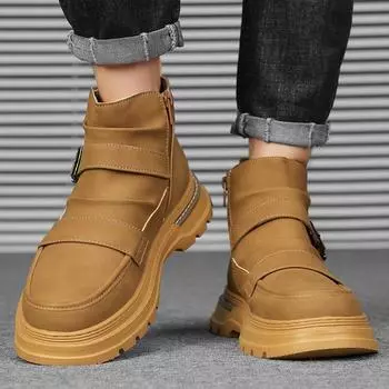 Модные мужские ботинки, модная кожаная обувь, роскошные брендовые ковбойские ботинки до щиколотки из натуральной кожи, мужские ботинки-пустынники с круглым носком и толстой подошвой, высокого класса 38 серый