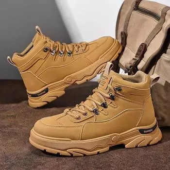 Модные мужские ботинки Модные повседневные ботинки на платформе Износостойкие рабочие защитные ботинки для мужчин Ботильоны Нескользящие походные ботинки Botas Hombre 39 коричневый