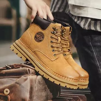 Модные мужские ботинки на шнуровке, кожаные мужские ботинки, высокие модные мотоциклетные кожаные ботинки, удобные мужские ботинки для активного отдыха 39