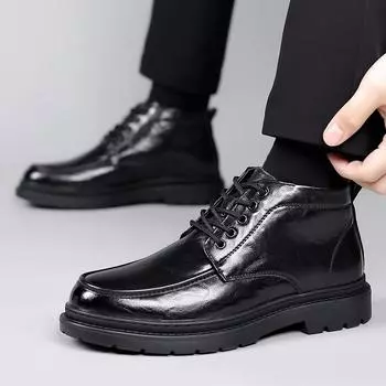 Модные мужские ботинки на шнуровке, модные кроссовки для активного отдыха, высокие теплые туфли для мотоциклистов, мужские повседневные кожаные ботильоны для мужчин 6.5