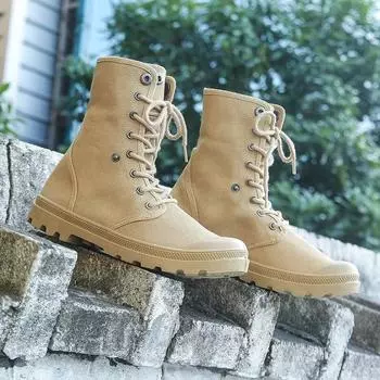 Модные мужские ботинки, парусиновые ботинки, мужские ботинки, высокие ботинки для мужчин, рабочие, охотничьи, парусиновые, мотоциклетные ботинки, ботильоны 45 39 чёрный