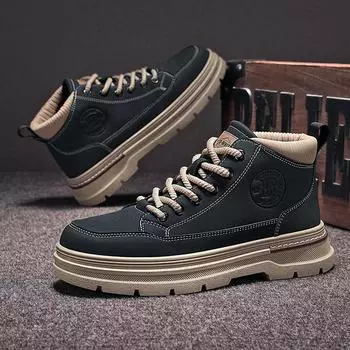 Модные мужские ботинки PARZIVAL на осень, уличные ботинки на платформе, мотоциклетные ботинки, зимние высокие ботинки, рабочие ботинки, дизайнерская мужская повседневная обувь 38 хаки