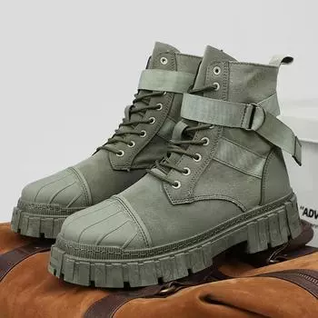 Модные мужские ботинки с ракушкой на носке, модный дизайн, зеленые ботинки на платформе, мужские уличные повседневные удобные мужские ботинки botas para hombre 39