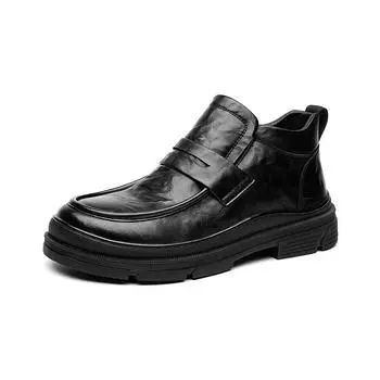 Модные мужские ботинки с широким носком в английском стиле, дизайнерская обувь на весну, осень, зиму, однотонные модные ботинки для мужчин 38 коричневый