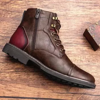 Модные мужские ботинки Tooling Boots Big Head, мотоциклетные ботинки Tooling, низкие кожаные ботинки, мужские ковбойские сапоги, обувь для мужчин 38 коричневый