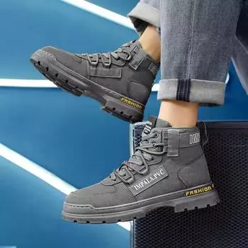 Модные мужские ботинки в стиле ретро, осень 2024 года, высокие ботинки в британском стиле, мужские водонепроницаемые ботинки для альпинизма и пустыни 39 чёрный