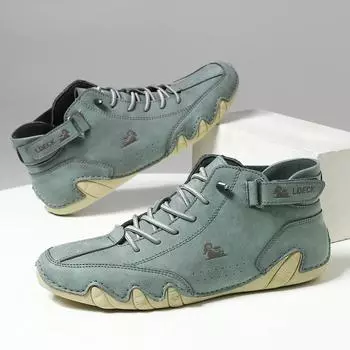 Модные мужские ботинки весна с высокими кроссовками 2024 Новые легкие повседневные туфли для мужчин Кожаные повседневные ботинки Zapatillas Hombre 35 хаки