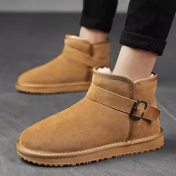 Модные мужские ботинки высокого качества, сохраняющие тепло, мужские зимние ботинки, нескользящие зимние ботинки с пряжкой, зимняя обувь для активного отдыха, мужские теплые кроссовки 39 чёрный