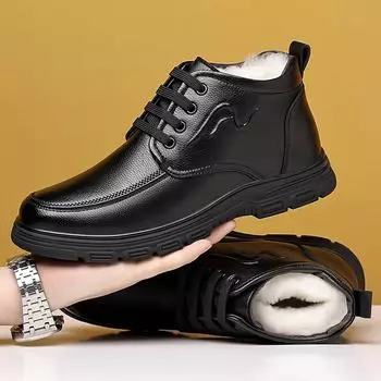 Модные мужские ботинки Зимние хлопковые теплые мужские туфли Водонепроницаемые нескользящие плюшевые кроссовки Мужские теннисные туфли Ботинки Мужские кроссовки Зимняя хлопковая обувь 38