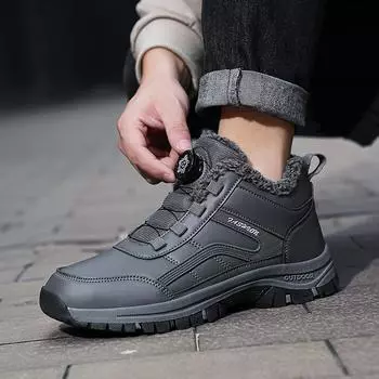 Модные мужские ботинки, зимние плюшевые, сохраняющие тепло, зимние ботильоны, мужская обувь для отдыха на открытом воздухе, нескользящие высокие ботинки на платформе, большой размер 47 48 39 серый