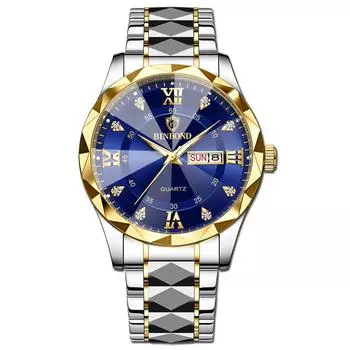 Модные мужские часы 30M водонепроницаемые кварцевые часы мужские дата неделя нержавеющая сталь наручные часы для мужчин деловые часы мужские