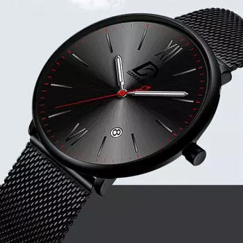 Модные мужские часы из нержавеющей стали, кварцевые наручные часы, роскошные мужские деловые часы, мужские простые часы