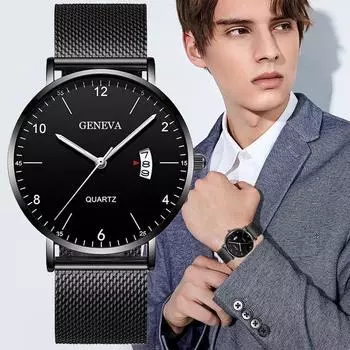 Модные мужские часы, лучший бренд, роскошные кварцевые часы из нержавеющей стали для мужчин, простые ультратонкие мужские деловые наручные часы, подарок ясень черный