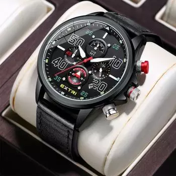 Модные мужские часы, роскошные кожаные кварцевые часы, мужские спортивные водонепроницаемые наручные часы, подарки для мужчин