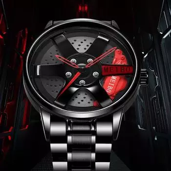 Модные мужские часы Роскошные кварцевые наручные часы для мужчин Часы из нержавеющей стали Повседневные деловые мужские часы красный