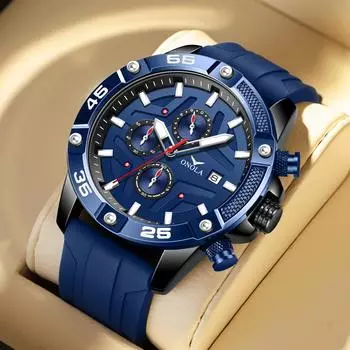 Модные мужские часы с большим циферблатом, кварцевые водонепроницаемые часы с лентой