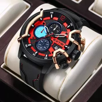 Модные мужские часы с календарем, роскошные мужские военные спортивные кварцевые наручные часы, мужские деловые водонепроницаемые часы с хронографом