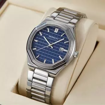 Модные мужские часы с трехмерным календарем и кварцевыми часами на стальном браслете